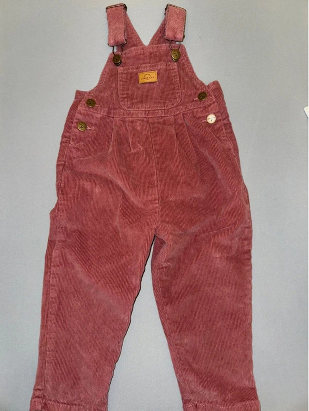 Jaime Kay 2Y Cecil Overalls in Dark Rose corduroy